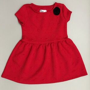 Epic Threads Red Textured Dress 4T | Toddler Girl Party Dress | Black Rosette
